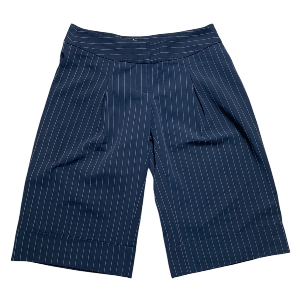 Yank‎ Navy Pinstripe Culottes Shorts Blue White Striped Y2K BAV2381 Size 0